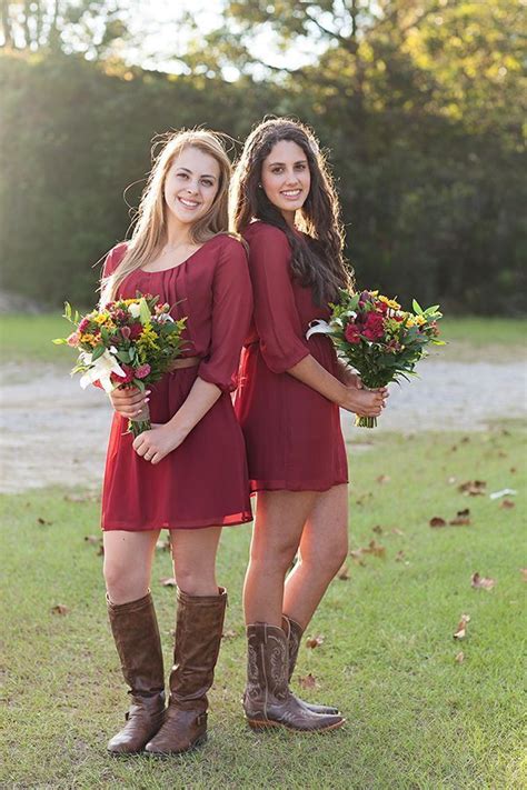 Red Boho Bridesmaid Dresses For Rustic Weddings Country