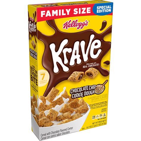 Kellogg S Krave Breakfast Cereal 7 Vitamins And Minerals Chocolate Chip Cookie Dough 16 7oz