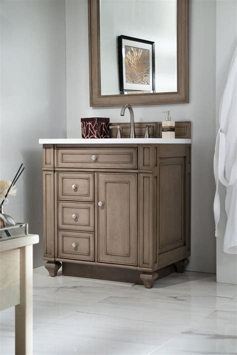 When shopping, search for a vanity similar to other freestanding pieces in your bathroom to maintain a cohesive height and clearance. 30 inch Single Sink Bathroom Vanity Whitewashed Walnut ...