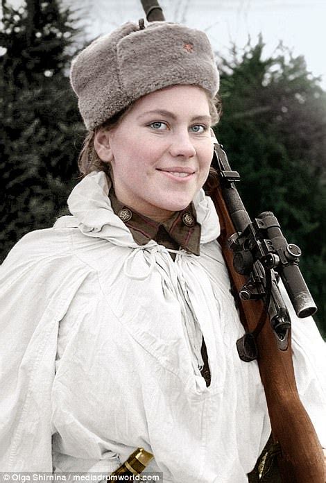 Colourised Photos Show Russias Female Snipers Of Ww2 Daily Mail Online