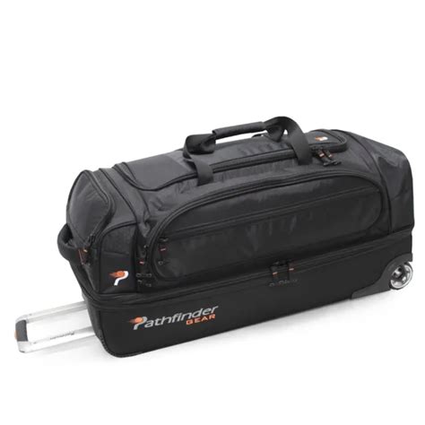 Pathfinder Gear Large Drop Bottom Rolling Wheeled Duffel Bag Black