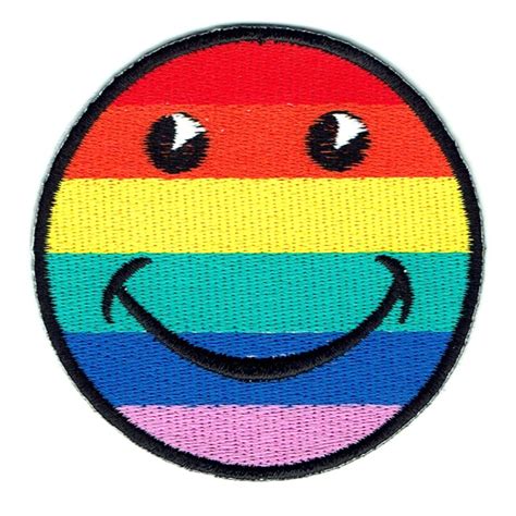 Rainbow Smiley Face Iron On Patches