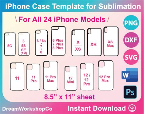 Bundle Phone Case Template For Sublimation 24 Models Svg Etsy Hong Kong