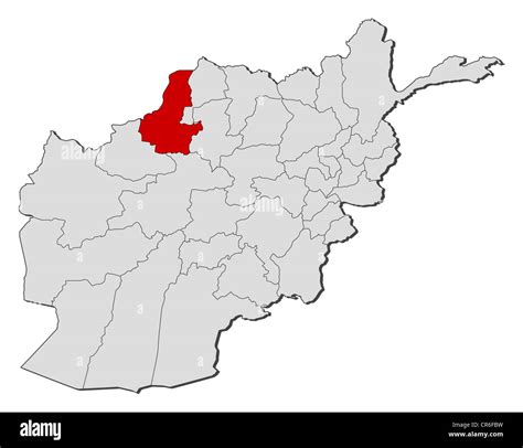 Political Map Of Afghanistan With The Several Provinces Where Faryab Is