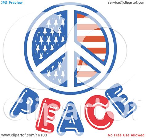 American Peace Symbol With Stars And Stripes Clipart Illustration By
