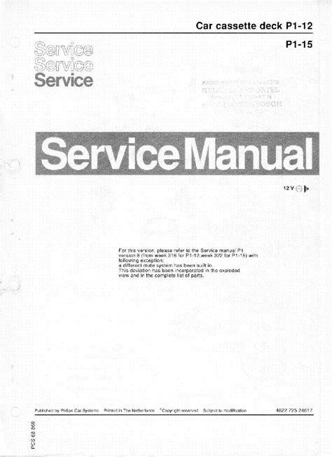 PHILIPS P1-12 P1-15 SM CARCASSETTEDECK Service Manual download