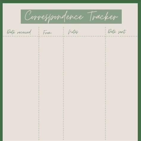 Correspondence Tracker Template Etsy