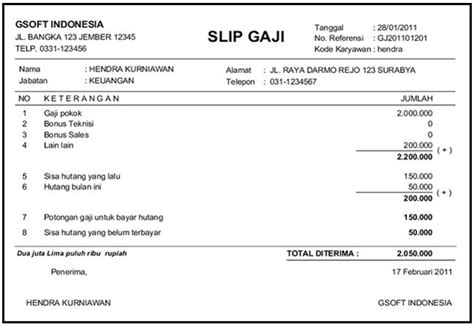 Salary Slip Malaysia Format Sample Nerdper