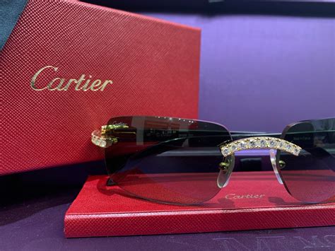 Cartier 5 Carat Diamond Sunglasses Black Horn Monica Jewelers
