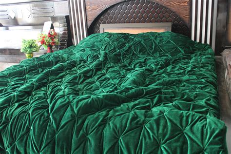 Emerald Green Velvet Quilt Emerald Green Luxury Comforter Etsy