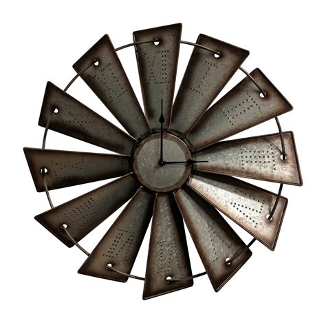 Giannas Home Rustic Farmhouse Metal Windmill Wall Clock 18 12 In