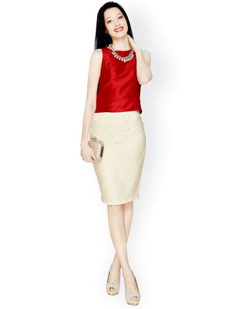 Myntra 20dresses Off White Lace Pencil Skirt 786865 Buy Myntra