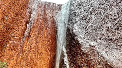 Northern Territory Weather Rain Falls On Uluru National Park Waterfalls Gushing Au