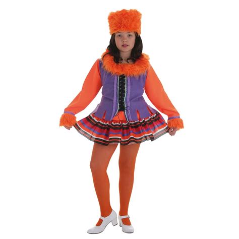 Disfraz Naranja Y Morado De Rusa Con Falda Para Niña