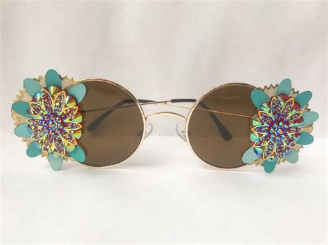 Multi Colored Daisy Sunglasses Floral Sunglasses Handcrafted With