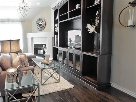 Tv stands & entertainment centers : Transitional Neutral Living Room With Dark Wood Floor and ...
