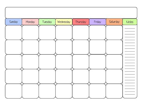 Printable Fill In Calendar Temoplate Template Calendar Design
