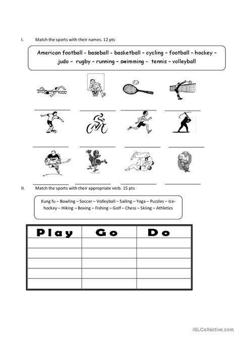 Sports Play Do Go English Esl Worksheets Pdf And Doc