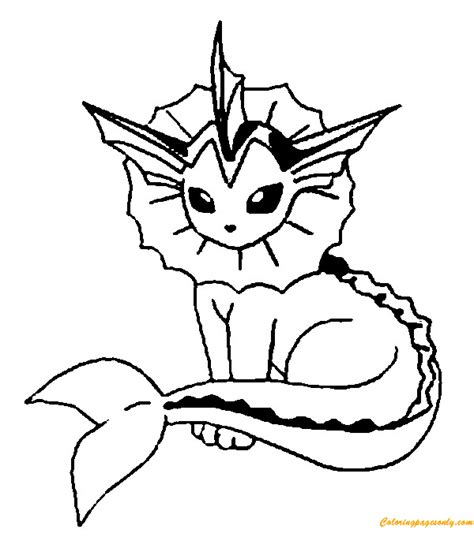 vaporeon pokemon coloring page  coloring pages