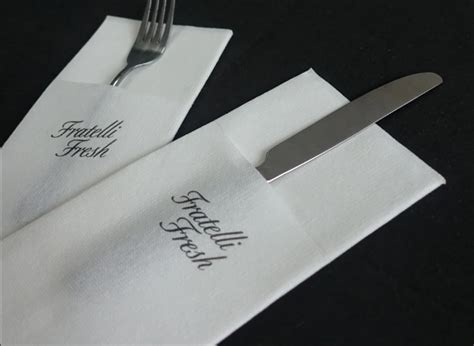 Custom Printed Dinner Napkins Paper White Dinner Dining Cutlery Pocket
