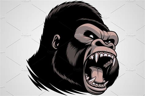 fierce gorilla head gorilla tattoo vector illustration illustration
