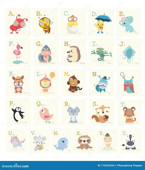 Cute Animals Alphabet Stock Vector Illustration Of Child 170452554