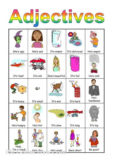 Adjectives Ingles Para Preescolar Adjetivos Ingles Vocabulario En