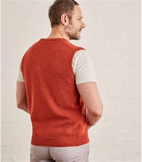 Flame Orange Mens Lambswool Knitted Vest Woolovers Us