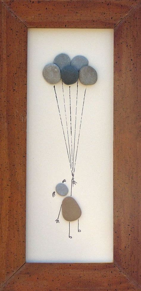 Beach Pebble Art Stone Pictures Up Up And Away Etsy Craft Art