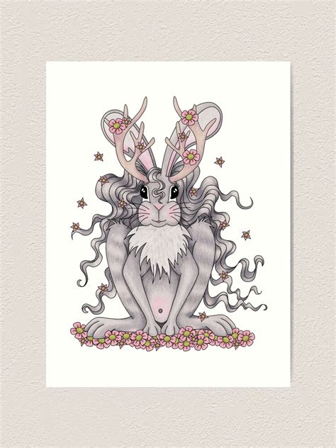 Jackalope Cute Cryptid Art Print For Sale By Tammaraw Redbubble