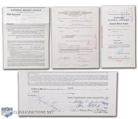 Lot Detail Glen Sathers 1967 68 Boston Bruins Nhl Contract