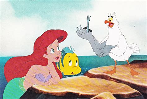 Walt Disney Production Cels Princess Ariel Flounder And Scuttle Walt