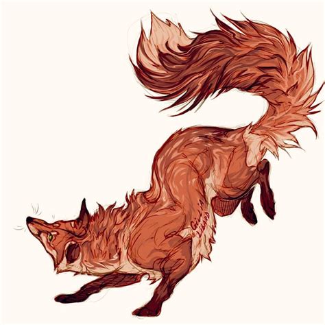 A Drawing Of A Red Fox Jumping In The Air