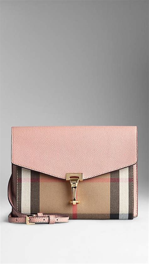Nude Blush Small Leather And House Check Crossbody Bag Image 1