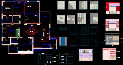 Autocad Drawing File Of 3bhk House Plan And Interior Design Is Given