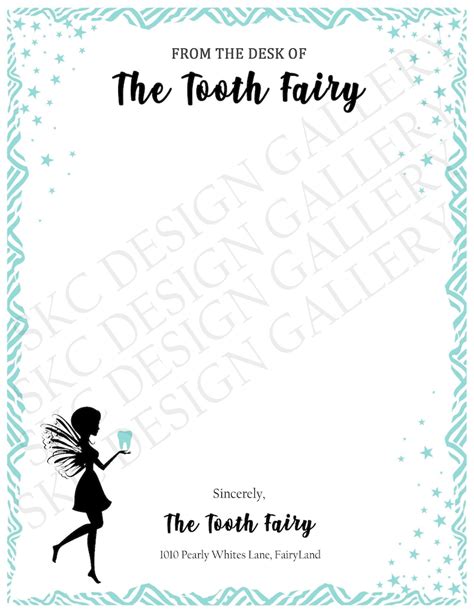 Tooth Fairy Letterhead Tooth Fairy Letter Blank Printable Pdf Etsy