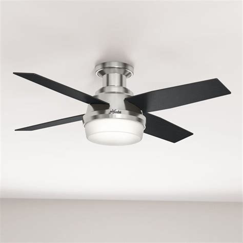 Hunter fan 52 inch low profile ceiling fan in brushed nickel with led bowl light kit and 5 barnwood fan blades (renewed). Hunter Fan 44" Dempsey Low Profile 4 Blade Ceiling Fan ...