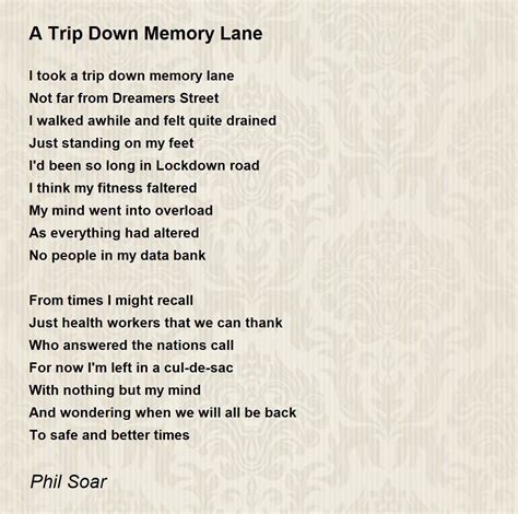 A Trip Down Memory Lane By Phil Soar A Trip Down Memory Lane Poem