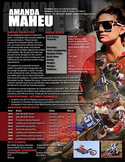 This includes the chance to bang bars with some the of best in the. Motocross Resume Sample | Nate's Room | Pinterest