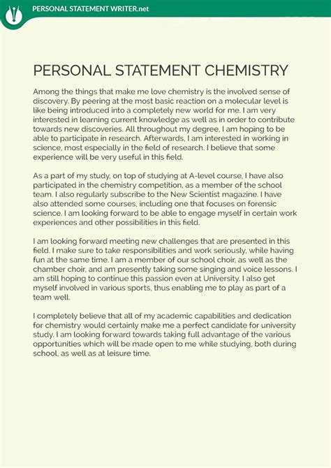 samples  chemistry personal statement