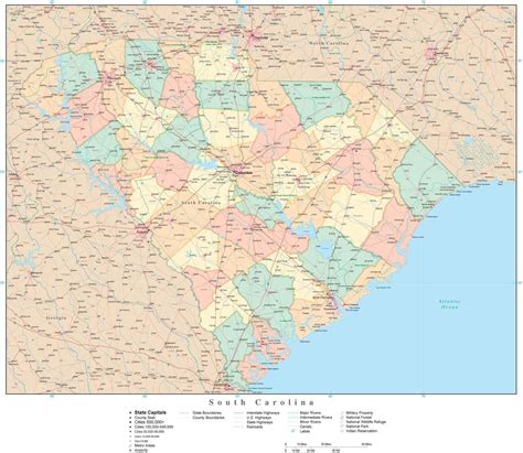 South Carolina State Map In Adobe Illustrator Vector Format Detailed Editable Map From Map