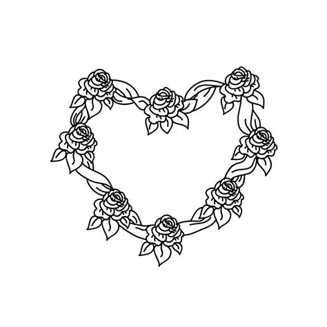 Flores con corazones para colorear e imprimir