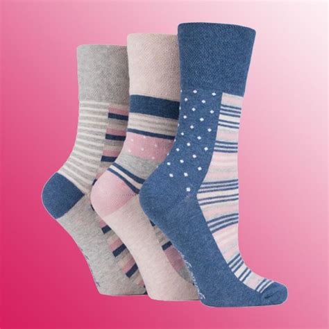 Gentle Grip 6 Pairs Of Womens Patterned Non Elastic Cotton Socks Sock Snob Socks Women