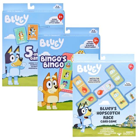 Bluey Card Games 3 Pack 5 In 1 Bingo And Hopscotch Race True Blue
