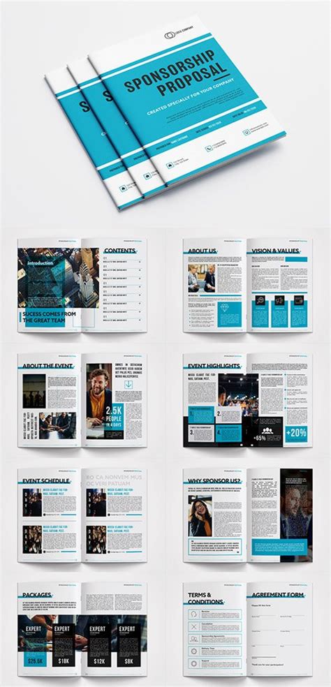 Sponsorship Proposal Layout With Blue Accents Brochure Templates