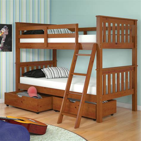 Donco Kids Twin Over Twin Bunk Bed With Tilted Ladder Dark Cappuccino