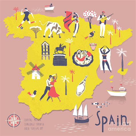 √ Cartoon Barcelona Spain Map Cartoon Karte Von Spanien Stock Vektor