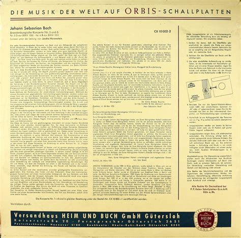 jascha horenstein bach brandenburgische konzerte nr 5 und 6 bertelsmann vinyl collection