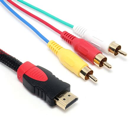 Hdmi Male To 3 Rca Video Audio Av Cable Cord Adapter For Tv Hdtv Dvd