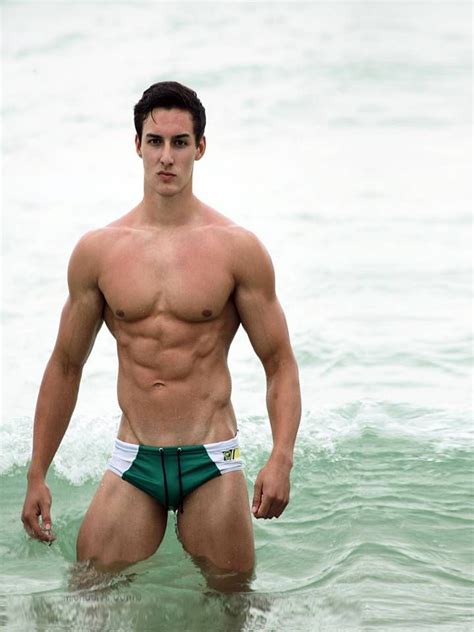 Cute Muscles Guy In The Beach By Antoni Azocar Guys In Speedos Muscular Men Speedo
